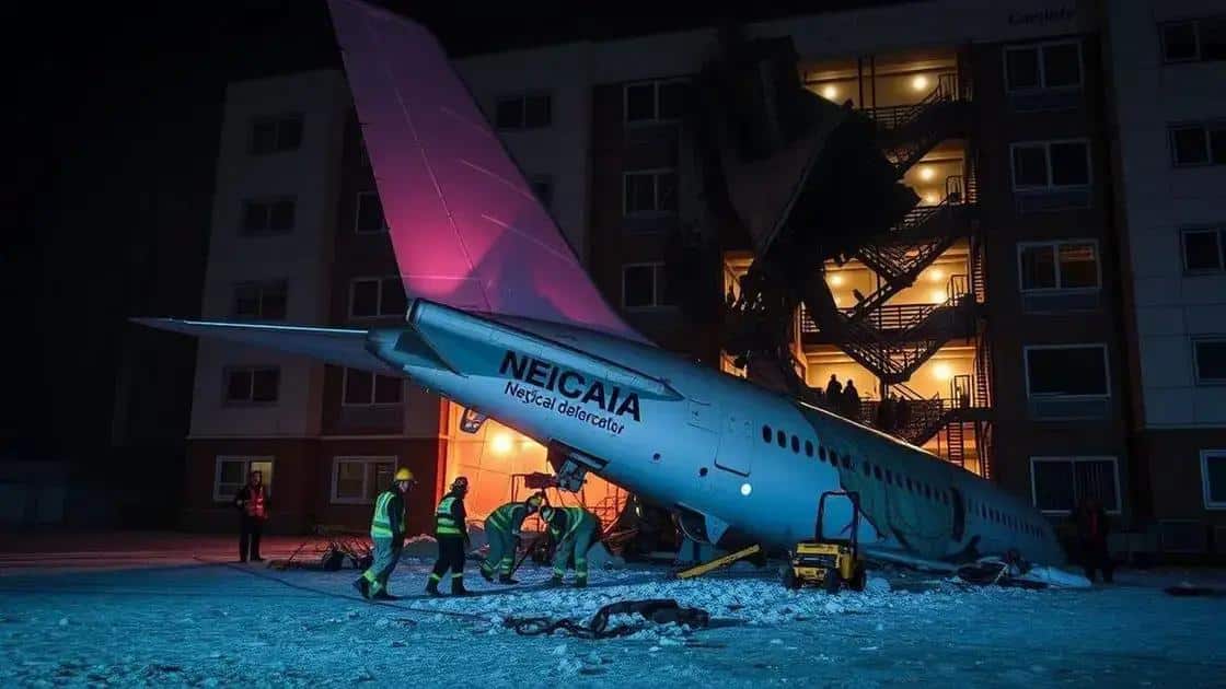 Cauda do avião ficou presa em alojamento médico