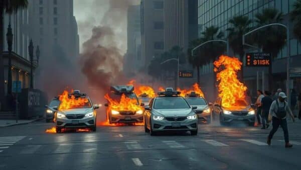 Protestos em Los Angeles incendeiam carros da Waymo e causam caos