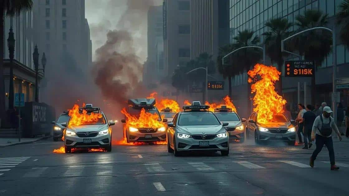 Protestos em Los Angeles incendeiam carros da Waymo e causam caos