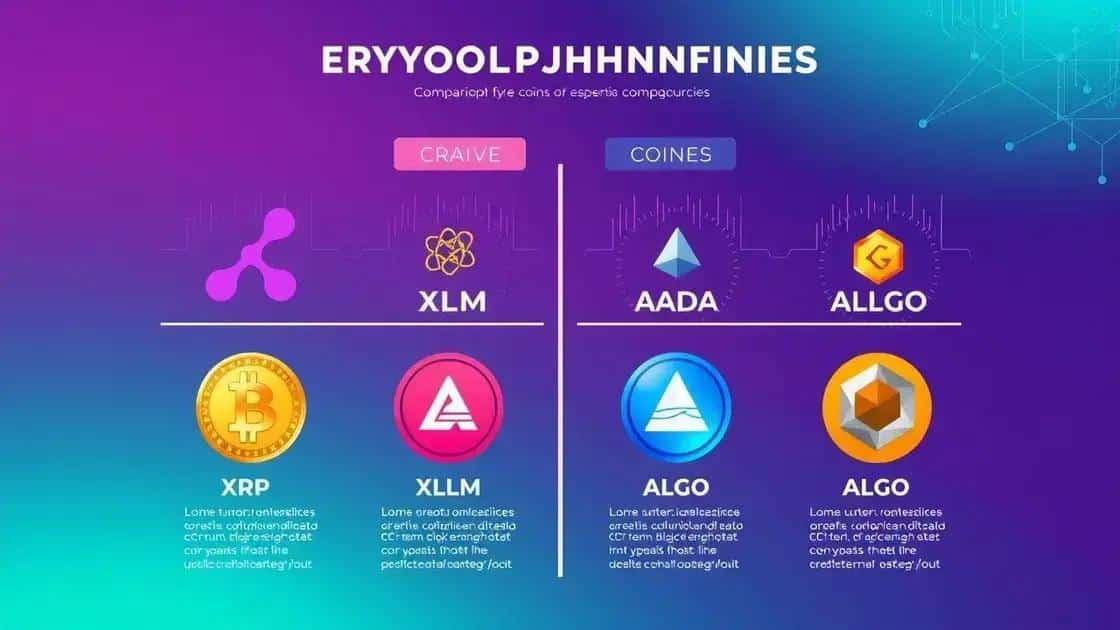 Comparativo entre as criptomoedas Comparativo entre as criptomoedas