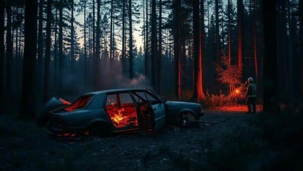 Carro utilizado em assassinato de gaúcho é encontrado completamente destruído por incêndio