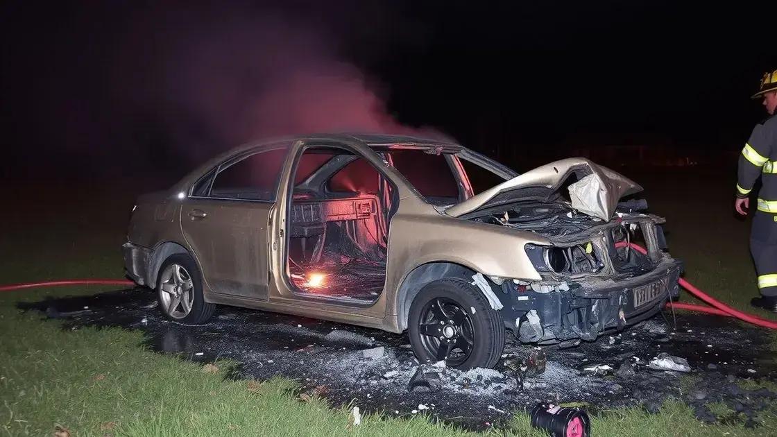 Localização e detalhes do incêndio do veículo Localização e detalhes do incêndio do veículo