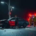 Motorista embriagado colide em poste na SC-445 em Içara na madrugada desta quinta-feira