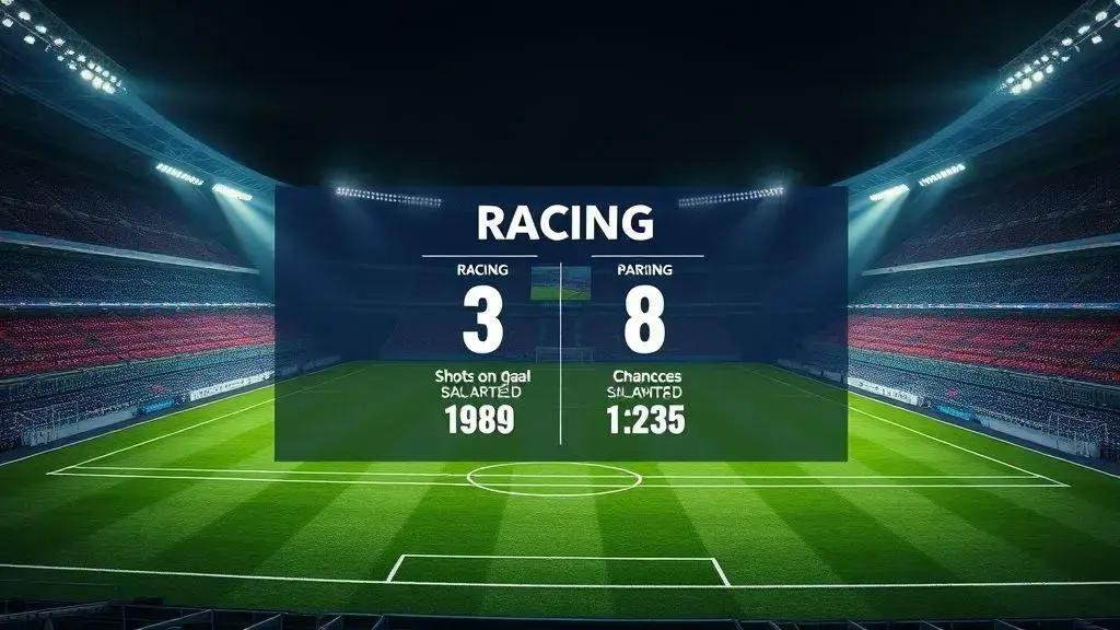 Estatísticas: Racing foi superior em finalizações e chances criadas Estatísticas: Racing foi superior em finalizações e chances criadas