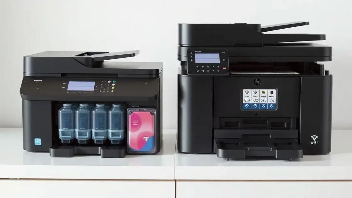 Modelos com tanque de tinta vs cartuchos e conectividade sem fio Modelos com tanque de tinta vs cartuchos e conectividade sem fio