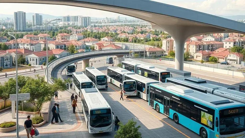 Terminal rodoviário e opções de transporte público