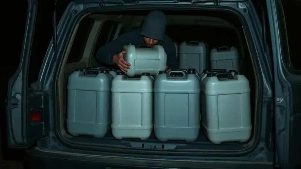 Transporte mensal estimado de 200 litros do líquido irregular