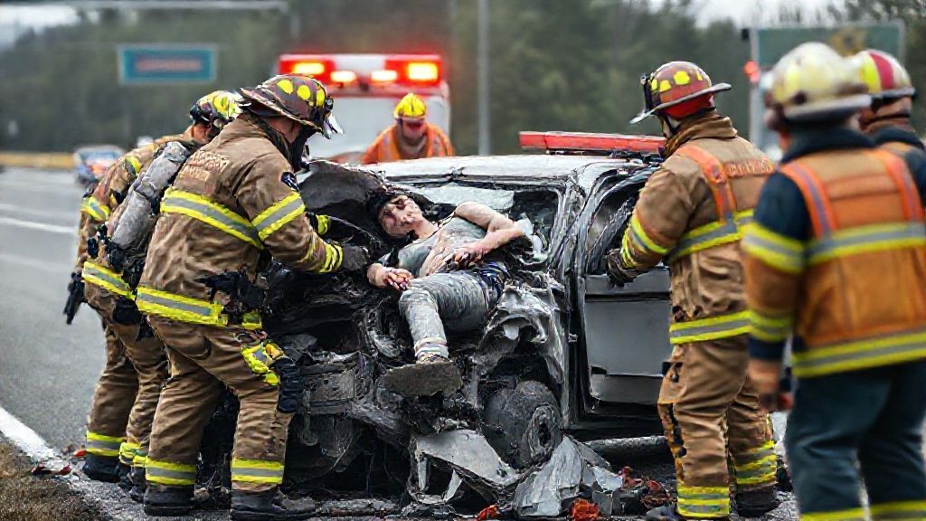 Vítima de 39 anos fica presa nas ferragens